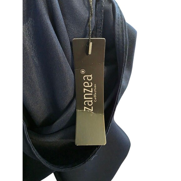 Zanzea Top And Pants Set Size Womans Large Navy Blue Ultra Wide Leg Stretch NWT - Picture 10 of 12